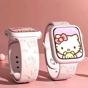 Sanrio Hello Kitty Silicone Strap IWatch band. In black & white 38mm-49mm series